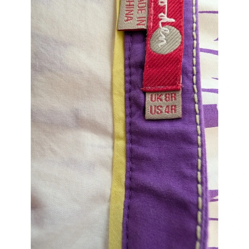 Boden Womens 4R‎ Purple White Abstract Print A-Line Skirt Side Zip Lined